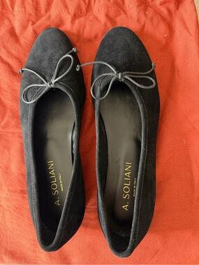 A. Soliani Como Black Suede Ballet Flats - NWT